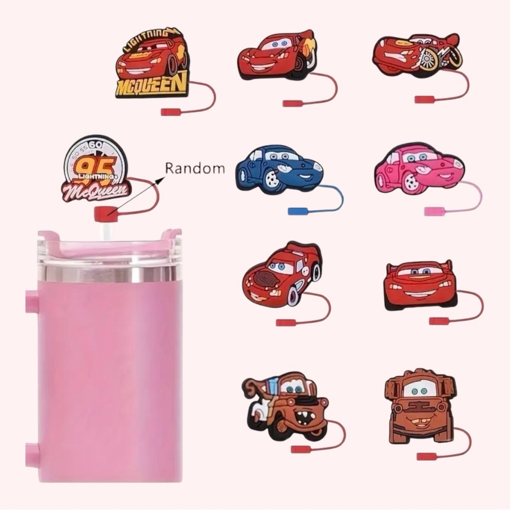NIB Disney Cars 10pc Straw Topper Set